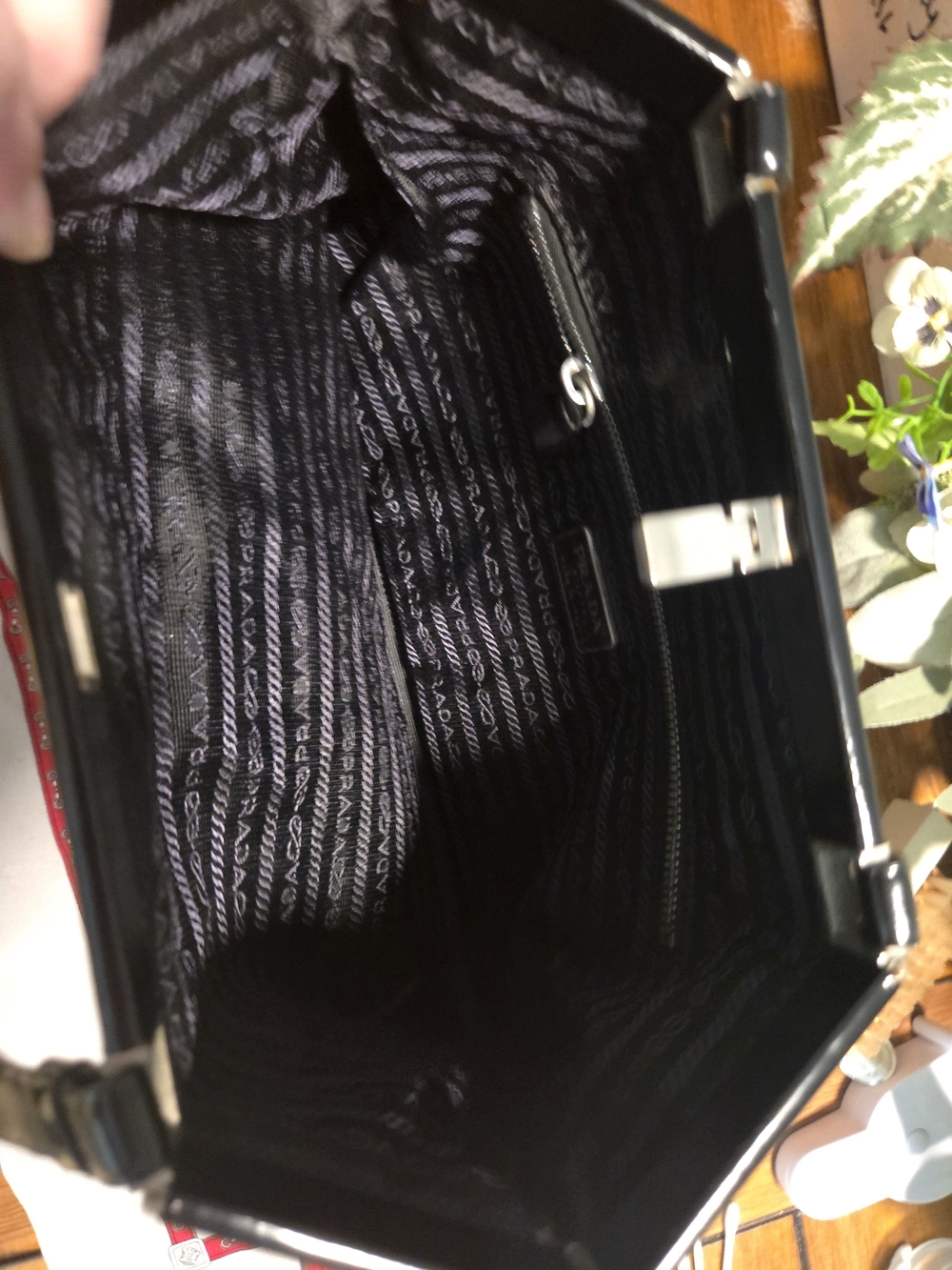 Prada Black Shoulder Bag with Glossy Trim - Picture 9 of 15